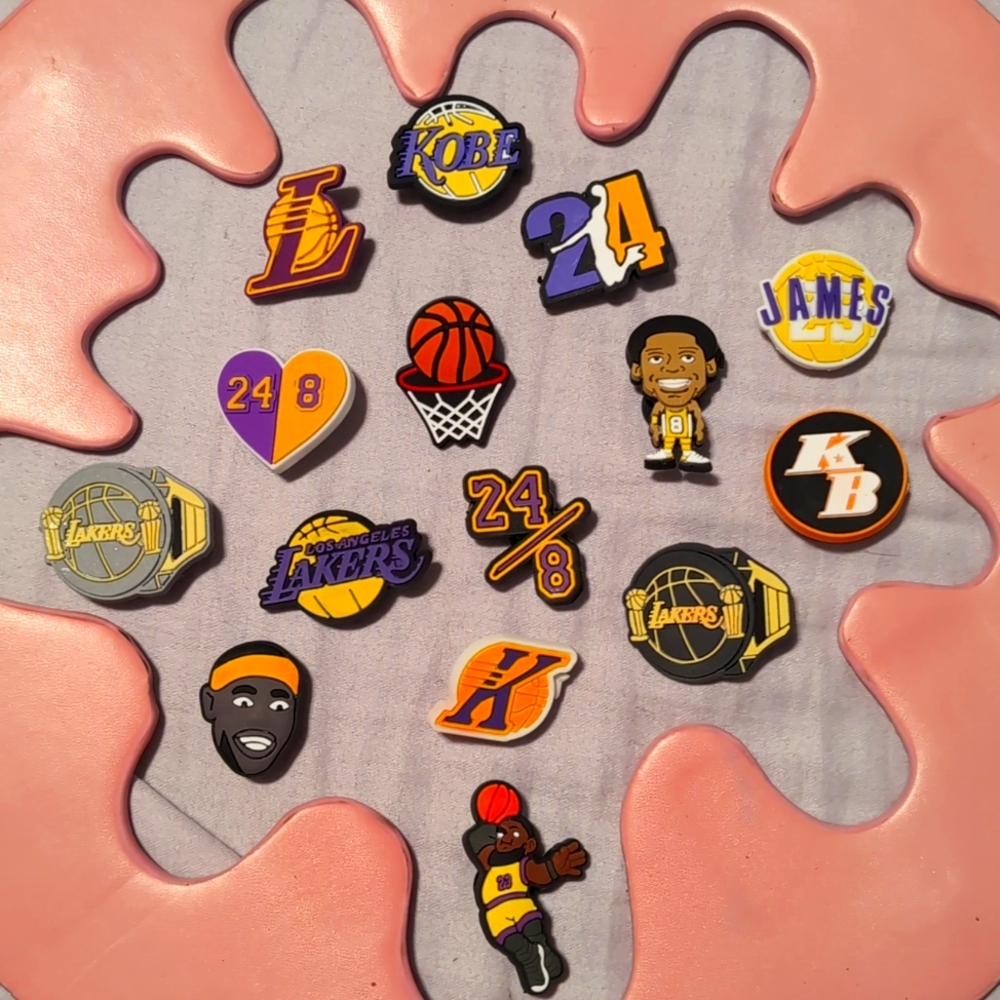Lakers Basketball Shoe Charms set of 15